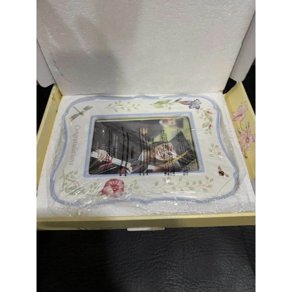 Lenox Butterfly Meadow Floral Photo Frame 5x7 Porcelain Open Box 9